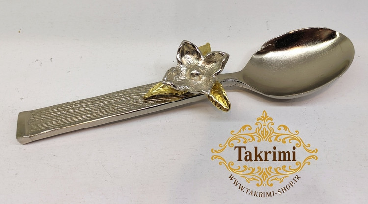 قاشق آجیل نیلوفر خط دار ( گل دار ) آلومینیومی ( توليدی تکریمی شاپ )