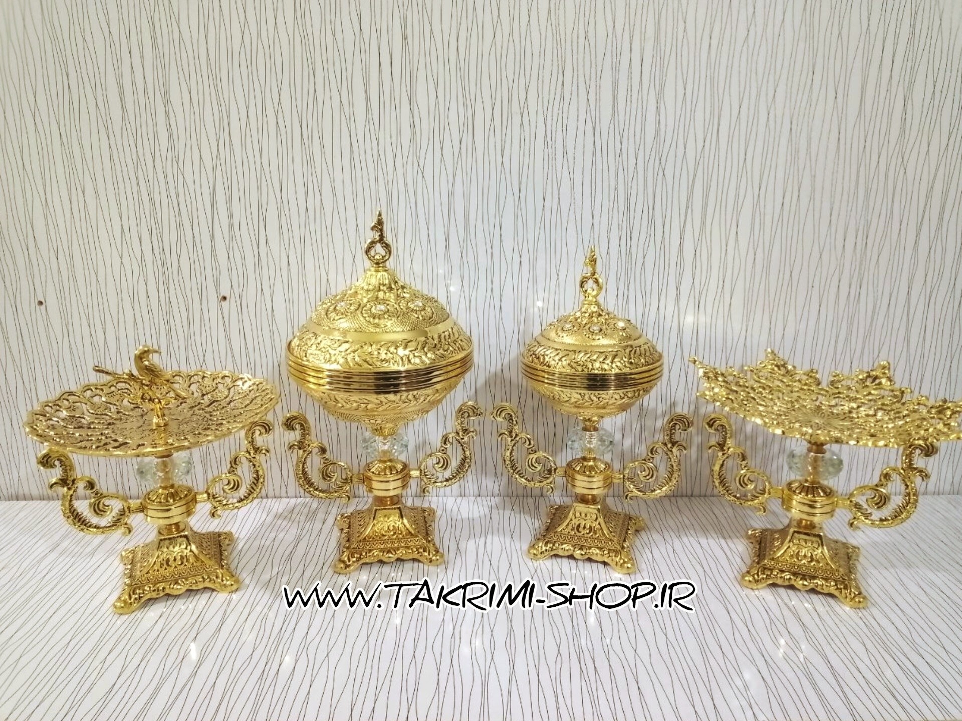 ست سرویس پذیرایی سلطنتی دسته دار پایه الیزه ( میوه شیرینی شکلات آجیل خوری ) سلطنتی آلیاژی آلومینیومی