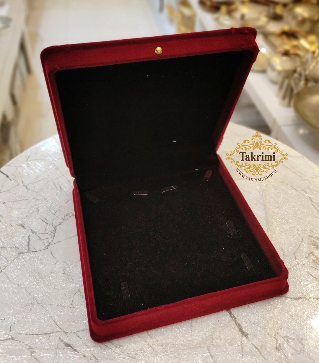 جعبه قاب سرویسی طلا و جواهرات مخمل زرشکی ( توليدی تکریمی شاپ )